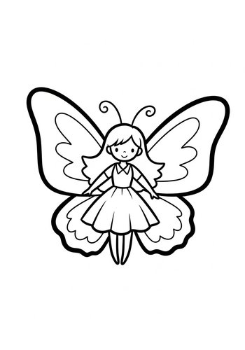 Cute Butterfly Girl Coloring Page