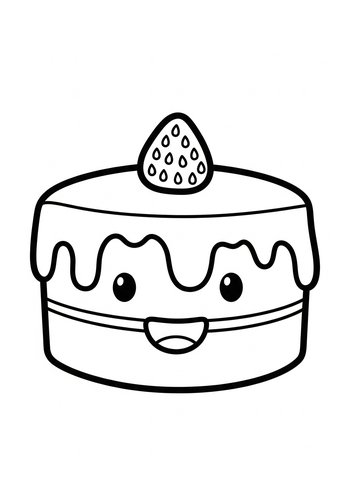 Cute Cake Coloring Page For Kids