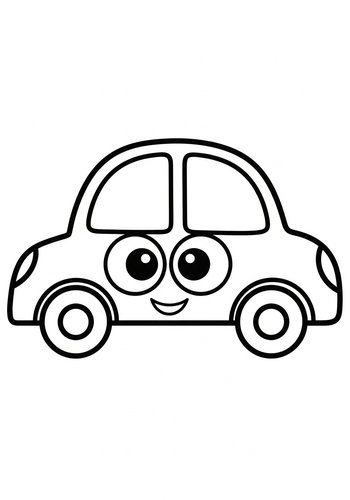 Cute Car Coloring Page For Kids