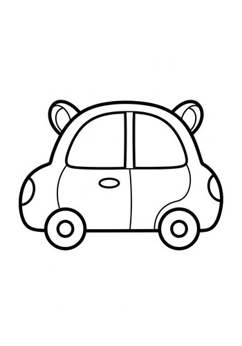 Cute Car With Bear Ears Coloring Page