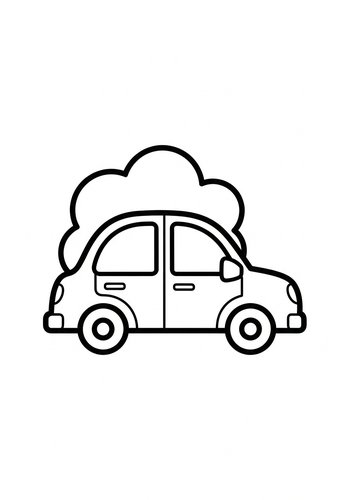 Cute Car With Cloud Coloring Page