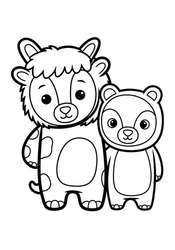 Cute Cartoon Bears Coloring Page