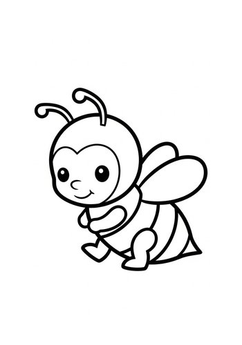 Cute Cartoon Bee Coloring Page