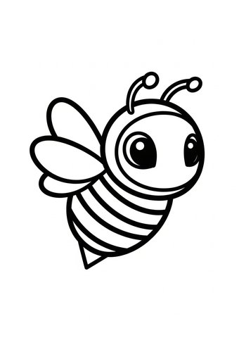Cute Cartoon Bee Coloring Page For Kids