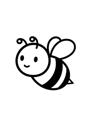 Cute Cartoon Bee Coloring Page For Kids