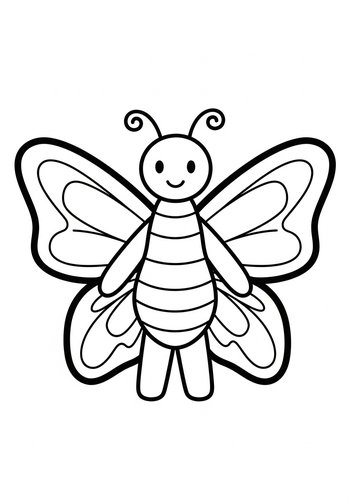 Cute Cartoon Butterfly Coloring Page For Kids