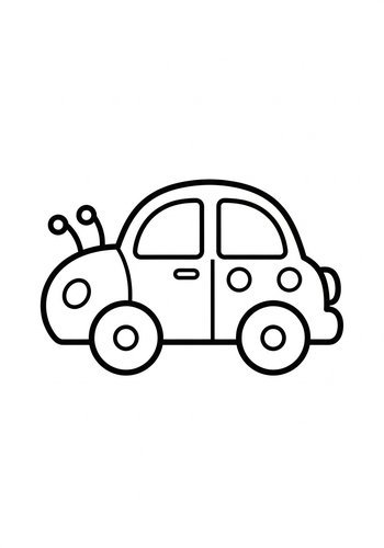 Cute Cartoon Car Coloring Page For Kids