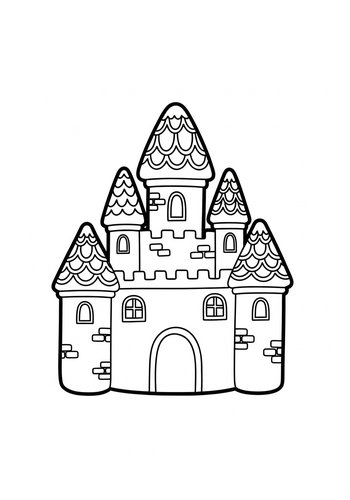 Cute Cartoon Castle Coloring Page