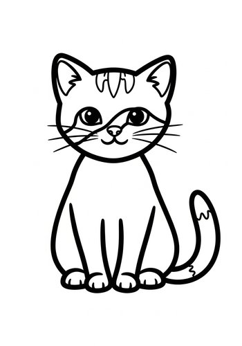 Cute Cartoon Cat Coloring Page