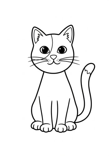 Cute Cartoon Cat Coloring Page
