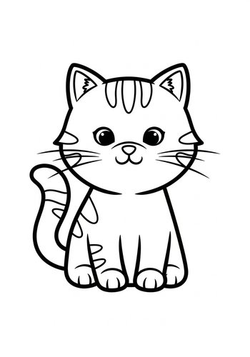 Cute Cartoon Cat Coloring Page