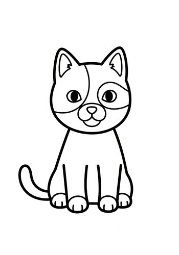 Cute Cartoon Cat Coloring Page
