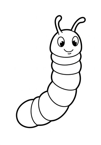 Cute Cartoon Caterpillar Coloring Page