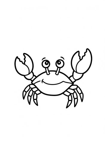 Cute Cartoon Crab Coloring Page For Kids