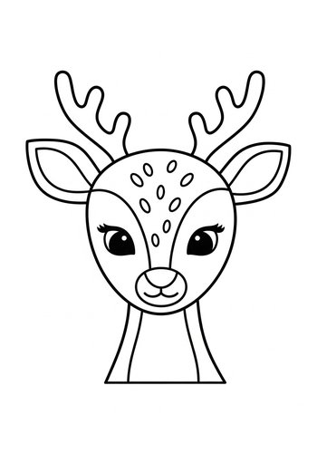 Cute Cartoon Deer Coloring Page