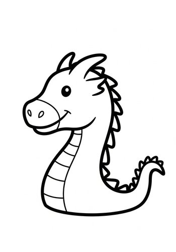 Cute Cartoon Dragon Coloring Page