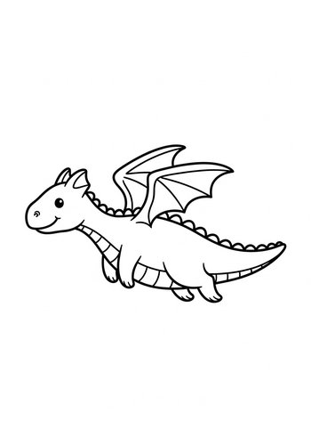 Cute Cartoon Dragon Coloring Page