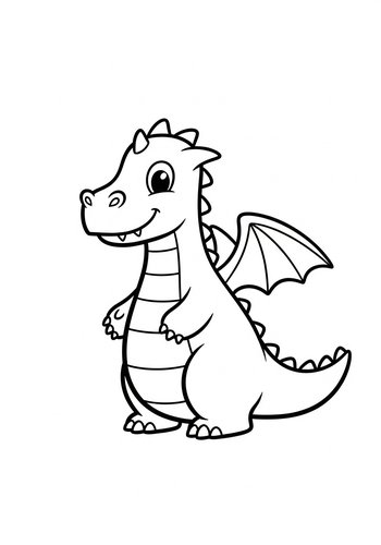 Cute Cartoon Dragon Coloring Page