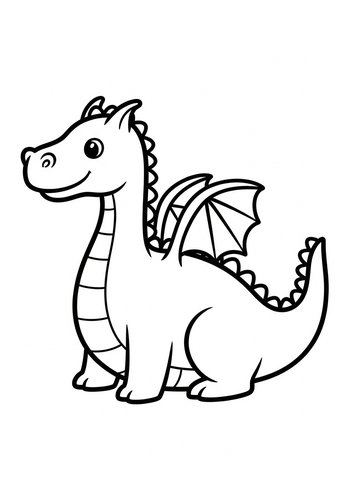 Cute Cartoon Dragon Coloring Page