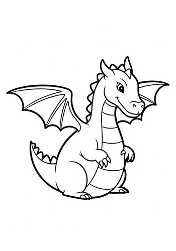 Cute Cartoon Dragon Coloring Page For Kids