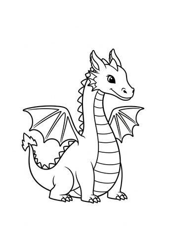 Cute Cartoon Dragon Coloring Page For Kids