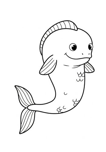 Cute Cartoon Fish Coloring Page