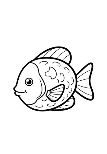 Cute Cartoon Fish Coloring Page For Kids