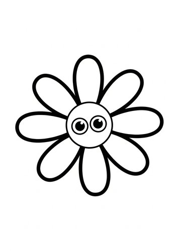 Cute Cartoon Flower Coloring Page