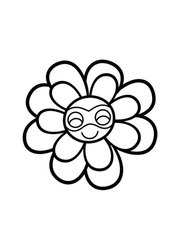 Cute Cartoon Flower Coloring Page