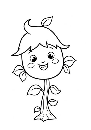 Cute Cartoon Flower Coloring Page For Kids