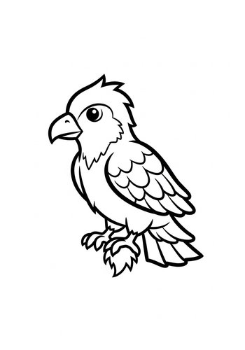 Cute Cartoon Hawk Coloring Page For Kids