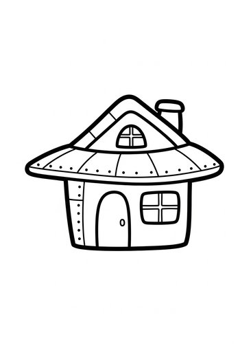 Cute Cartoon House Coloring Page
