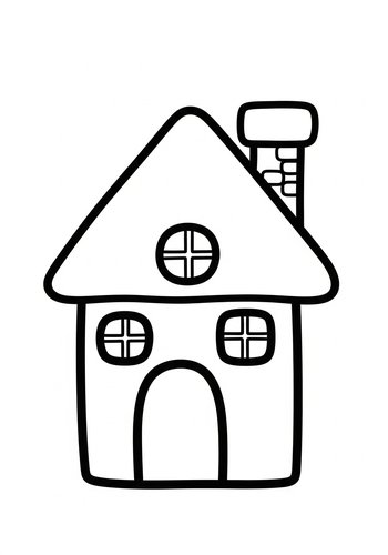 Cute Cartoon House Coloring Page