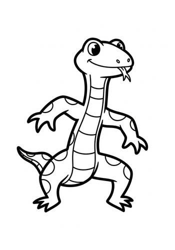 Cute Cartoon Lizard Coloring Page