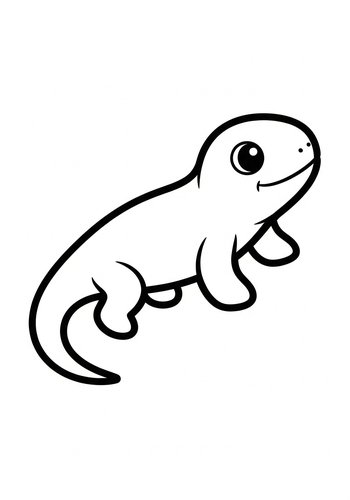 Cute Cartoon Lizard Coloring Page For Kids