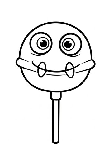 Cute Cartoon Lollipop Coloring Page