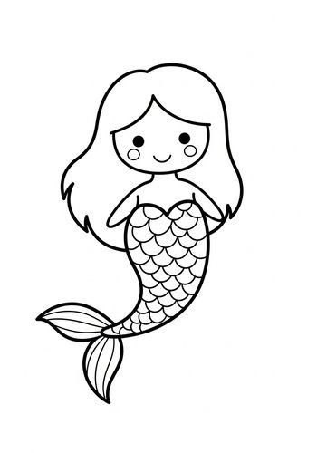 Cute Cartoon Mermaid Coloring Page