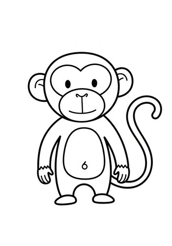 Cute Cartoon Monkey Coloring Page