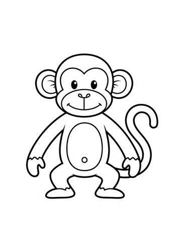 Cute Cartoon Monkey Coloring Page For Kids