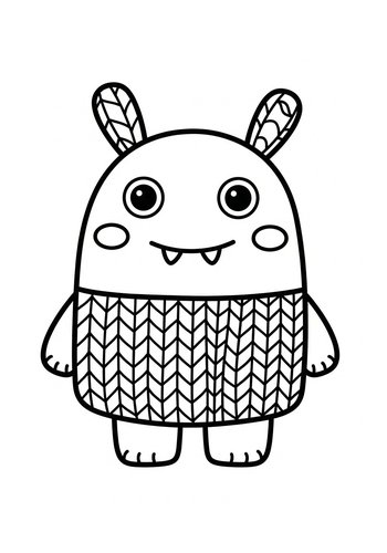 Cute Cartoon Monster Coloring Page For Kids