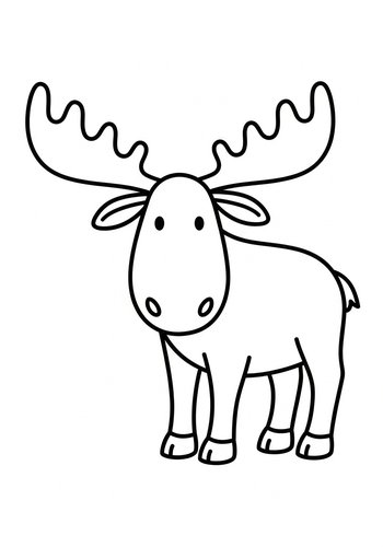 Cute Cartoon Moose Coloring Page