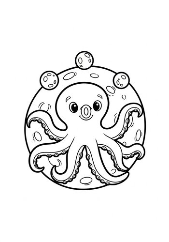 Cute Cartoon Octopus Coloring Page