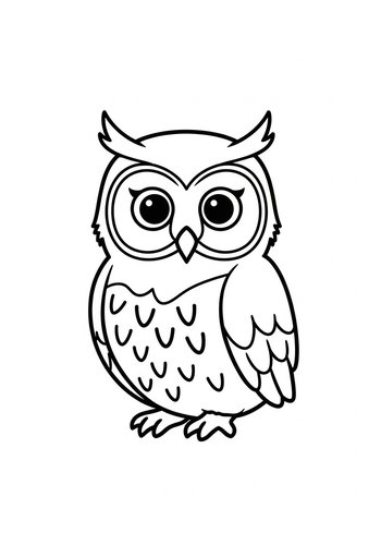 Cute Cartoon Owl Coloring Page