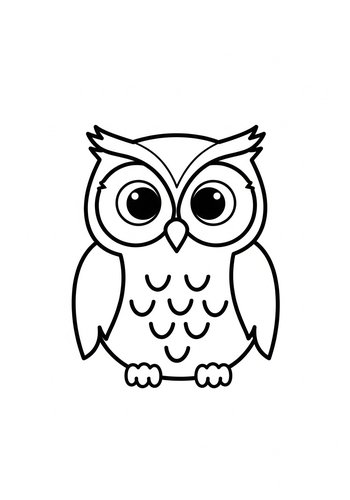 Cute Cartoon Owl Coloring Page For Kids
