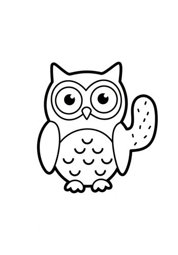 Cute Cartoon Owl Coloring Page For Kids