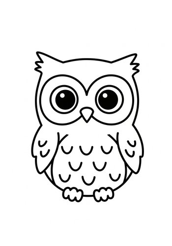 Cute Cartoon Owl Coloring Page For Kids