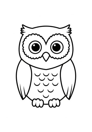Cute Cartoon Owl Coloring Page For Kids