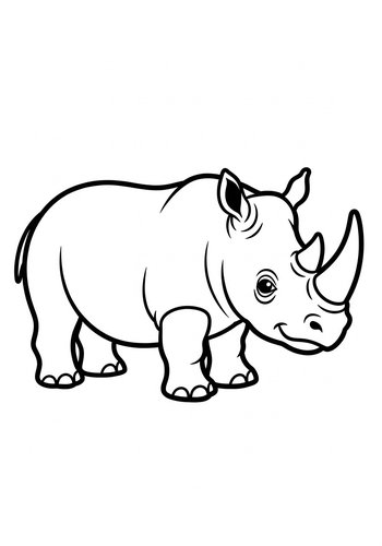 Cute Cartoon Rhino Coloring Page For Kids