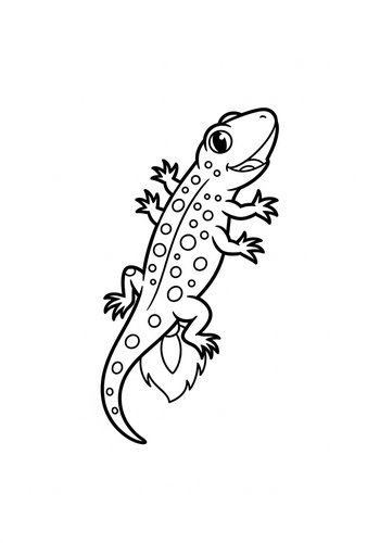 Cute Cartoon Salamander Coloring Page