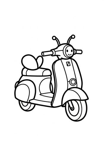 Cute Cartoon Scooter Coloring Page